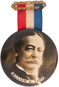 "WILLIAM H. TAFT" OVERSIZED REAL PHOTO BUTTON HAKE #3142.