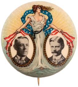 WILSON & MARSHALL 1912 LADY LIBERTY JUGATE BUTTON HAKE #3080.