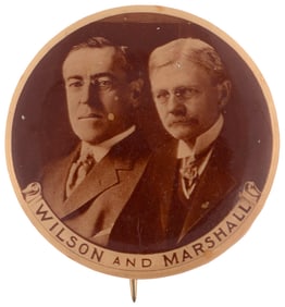 "WILSON AND MARSHALL" RARE 1916 SEPIA TONED REAL PHOTO JUGATE BUTTON UNLISTED IN HAKE.