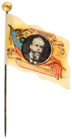 HUGHES "FOR PRESIDENT" 1916 CELLO FLAG STICK PIN ADVERTISING BADGE.