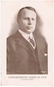 "CONGRESSMAN JAMES M. COX" OHIO GUBERNATORIAL CAMPAIGN CARD.