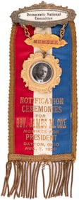 COX ORNATE & RARE 1920 "NOTIFICATION CEREMONIES" RIBBON BADGE.