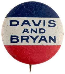 "DAVIS AND BRYAN" 1924 LITHO BUTTON BY AMERICAN ART WORKS.