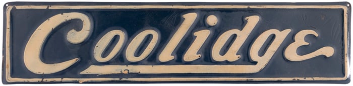 "COOLIDGE" RARE 1924 CAMPAIGN LICENSE PLATE ATTACHMENT.