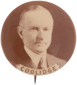 COOLIDGE 1924 SEPIA TONED REAL PHOTO PORTRAIT BUTTON HAKE #13.