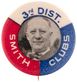 "3RD DISTRICT SMITH CLUBS" UNCOMMON 1928 BUTTON.