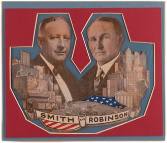 SMITH & ROBINSON 1928 DIECUT JUGATE HANGING SIGN IN MOUNTED DISPLAY.