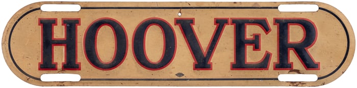 "HOOVER" RARE PATRIOTIC OVAL 1928 LICENSE PLATE ATTACHMENT.