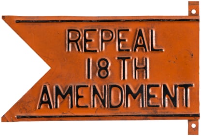"REPEAL THE 18TH AMMENDMENT" SWALLOWTAIL FLAG LICENSE PLATE ATTACHMENT.