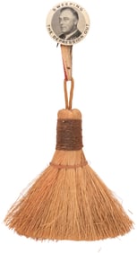 ROOSEVELT "SWEEPING THE DEPRESSION OUT" 1932 PORTRAIT BUTTON.