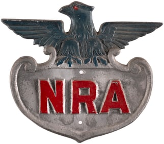 "NRA" FIGURAL EAGLE CAST ALUMINUM COMPLIANCE SIGN.