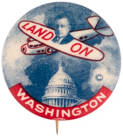 LANDON "LAND-ON WASHINGTON" 1936 CAMPAIGN BUTTON HAKE #24.