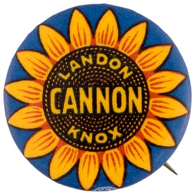 "LANDON CANNON KNOX" SCARCE 1936 DELAWARE COATTAIL BUTTON.