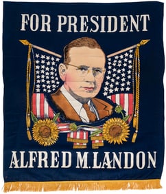 LANDON 1936 SUNFLOWER ACCENTED PORTRAIT BANNER.