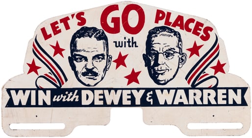 DEWEY & WARREN EXCEPTIONAL 1948 JUGATE LICENSE PLATE ATTACHMENT.