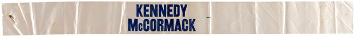 "KENNEDY MCCORMACK" 1960 MASSACHUSETTS COATTAIL ARM BAND OR SASH.