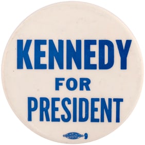 "KENNEDY FOR PRESIDENT" BOLD 1960 SLOGAN BUTTON LARGE UNION BUG VARIETY.