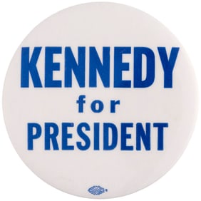"KENNEDY FOR PRESIDENT" BOLD 1960 SLOGAN BUTTON SMALL UNION BUG VARIETY.