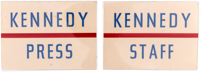 "KENNEDY STAFF" & "KENNEDY PRESS" 1960 CAMPAIGN BADGE PAIR.