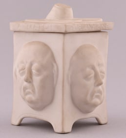 BEN BUTLER CERAMIC EMBOSSED PORTRAIT MATCH SAFE.