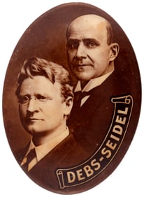 "DEBS & SEIDEL" 1912 OVAL REAL PHOTO JUGATE BUTTON.