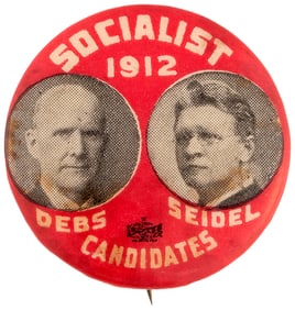 DEBS AND SEIDEL "SOCIALIST CANDIDATES 1912" JUGATE BUTTON HAKE #10.