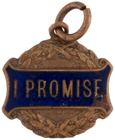 C.1945 ANTI-GERMAN TRADE WWII CONCENTRATION CAMP BRASS & ENAMEL FOB.