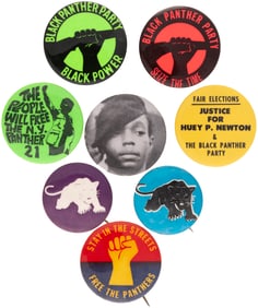 BLACK PANTHER PARTY CIVIL RIGHTS BUTTON COLLECTION OF EIGHT.