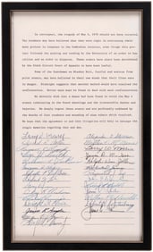 KENT STATE SHOOTING APOLOGY DOCUMENT SIGNED BY GOV. JIM RHODES & GUARDSMEN.