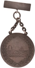 P. T. BARNUM "TO MY FAITHFUL WHALE CATCHER" HAND ENGRAVED SILVER PRESENTATION MEDAL.
