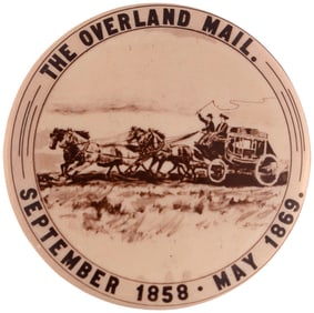 OVERLAND MAIL'S 40th ANNIVERSARY BUTTON.
