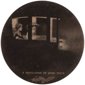 POCKET MIRROR W/WOODS ELECTRIC CAR NIGHT SCENE.