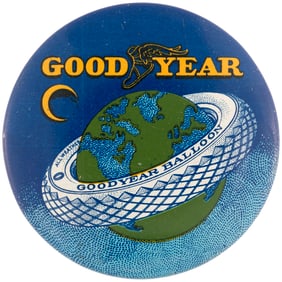 BEAUTIFUL LITHO TIN POCKET MIRROR FOR GOODYEAR BALLOON TIRES.