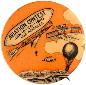 AVIATION CONTEST 1910 LOS ANGELES BUTTON.