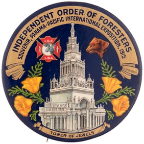 1915 PANAMA-PACIFIC BUTTON FOR FRATERNAL ORDER OF FORESTERS.