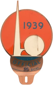 "OFFICIAL" 1939 NYWF LICENSE TOPPER IN ENAMEL PAINT & COPPER W/SERIAL # 86.