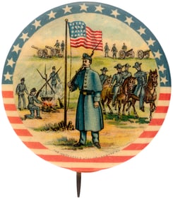 SUPERB COLORFUL UNION VETERANS BUTTON.