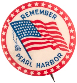 RARE REMEMBER PEARL HARBOR BUTTON.