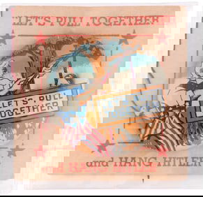 WORLD WAR II ERA RARE CARDED EXAMPLE OF HANGING HITLER MECHANICAL BUTTON (EX-HAKE COLLECTION, CPB