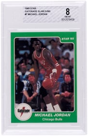 1985 STAR GATORADE SLAM DUNK #7 MICHAEL JORDAN (HOF) ROOKIE-ERA BGS 8 NM-MINT.
