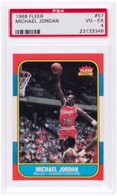 1986-87 FLEER BASKETBALL MICHAEL JORDAN (HOF) ROOKIE CARD PSA 4 VG-EX.