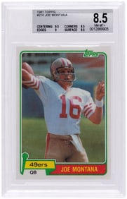 1981 TOPPS #216 JOE MONTANA (HOF) ROOKIE CARD BGS 8.5 NM-MINT+.