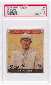 1933 GOUDEY SPORT KINGS #1 TY COBB (HOF) BASEBALL PSA 1 POOR.