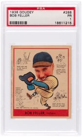 1938 R323 GOUDEY #288 BOB FELLER (HOF) ROOKIE-ERA PSA 1 POOR.