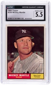 1961 TOPPS #300 MICKEY MANTLE (HOF) CGC 5.5 EX+.