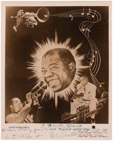 1940s LOUIS "SATCHMO" ARMSTRONG SUPERB VINTAGE PUBLICITY PHOTO SIGNED TO BASEBALL HALL OF FAMER