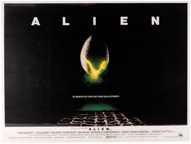 ALIEN LINEN-MOUNTED BRITISH QUAD MOVIE POSTER.