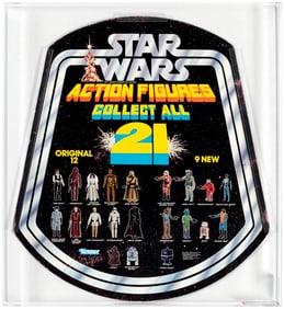 STAR WARS (1979) "COLLECT ALL 21" ACTION FIGURES 1979 BELL HANGER ADVERTISING STORE DISPLAY SIGN AFA