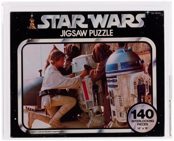 STAR WARS (1977) SERIES II JIGSAW PUZZLE - LUKE SKYWALKER MEETS R2-D2 AFA 85 NM+ (NO KENNER LOGO FRO