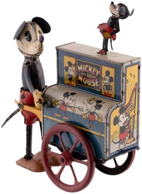 MICKEY MOUSE ORGAN GRINDER 1930 HURDY GURDY WIND-UP TOY.